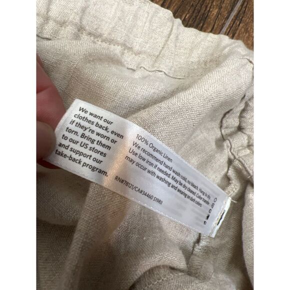 EILEEN FISHER BEIGE ORGANIC LINEN PULL ON ELASTIC WAIST WIDE LEG CROP PANTS XL - Picture 8 of 11